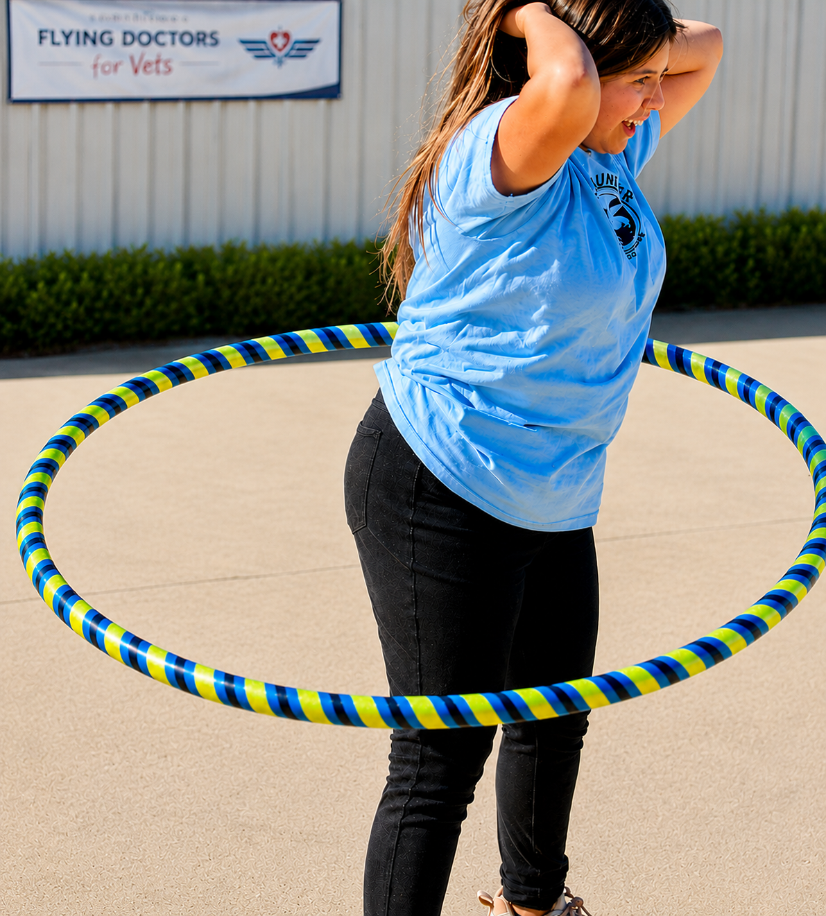 Flying Doctors event — Sunshine Hoops bringing the 1 inch Cadillac hoop to first-time hoopers